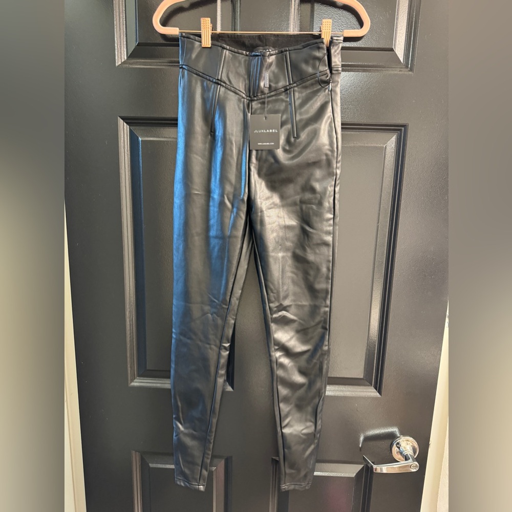 Jluxlabel Black faux leather leggings high waist